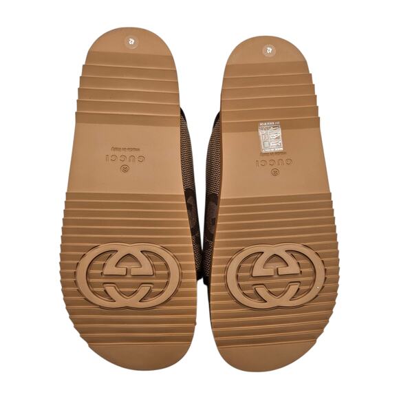 Gucci GG Jumbo Monogram Platform Slide Sandal Brown Tan Canvas Size 42 US 12 - Picture 12 of 13